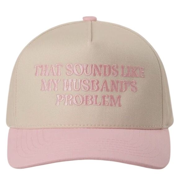 Howdy Darlin Hat Co Accessories - "That Sounds Like My Husband's Problem"‎ Snapback Pink & Cream
